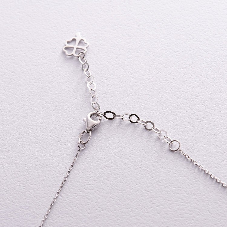 Колье "Клевер" в белом золоте (малахит) кол02403 от ювелирного магазина Оникс - 4