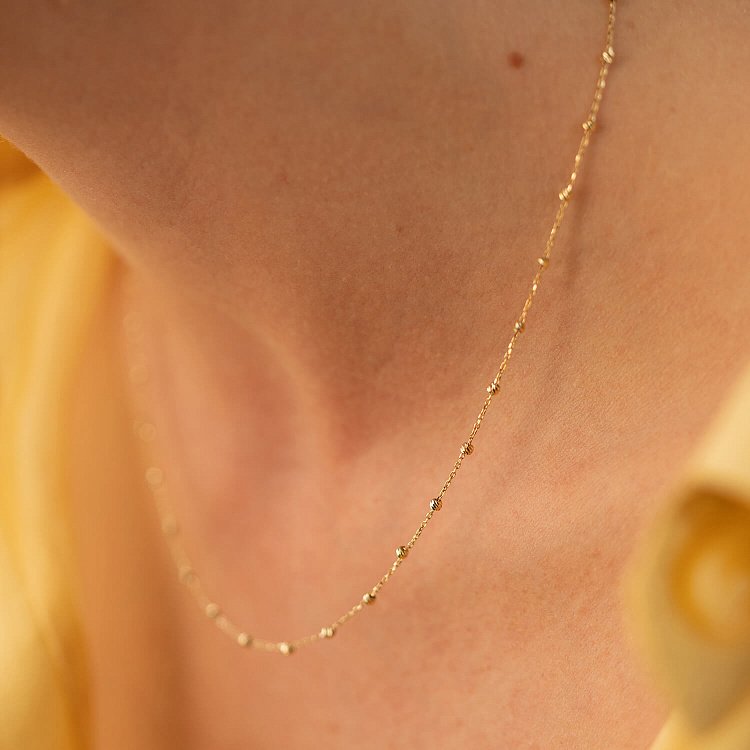 Колье "Шарики" в желтом золоте кол02408 от ювелирного магазина Оникс - 8