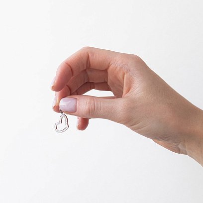 Серебряная подвеска с фианитами "Сердце" 131640 №2