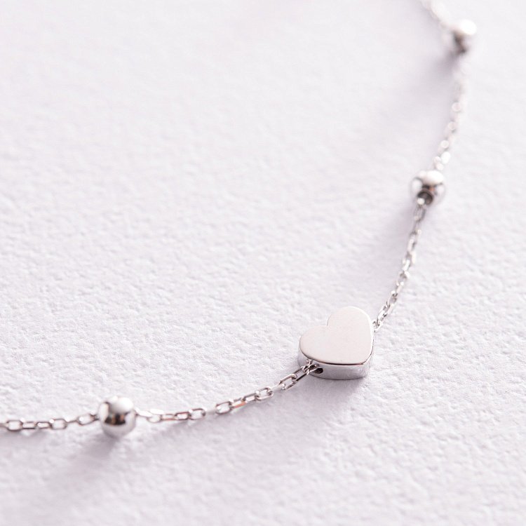 Браслет "Сердечко" в белом золоте б05187 от ювелирного магазина Оникс - 2