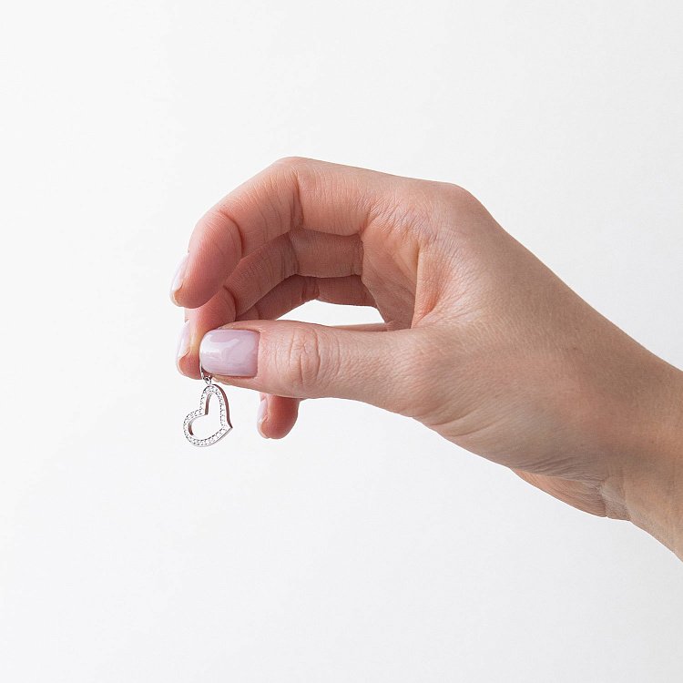 Серебряная подвеска с фианитами "Сердце" 131640 от ювелирного магазина Оникс - 1