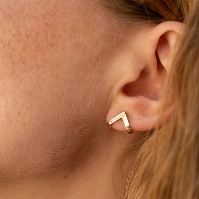 Сережки - пусети "Акцент" в жовтому золоті с07572 №12