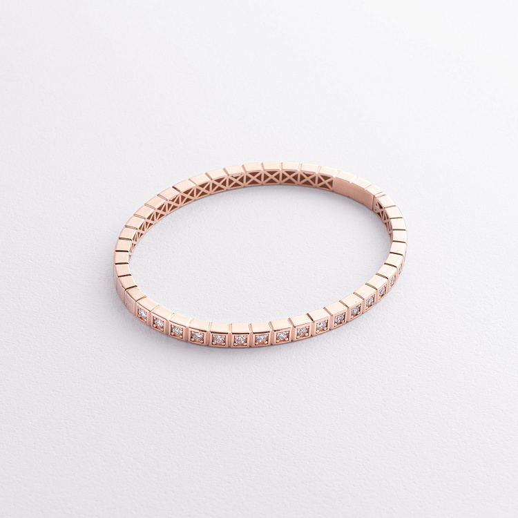 Жесткий золотой браслет "Кубики" (фианиты) б05616 от ювелирного магазина Оникс - 4