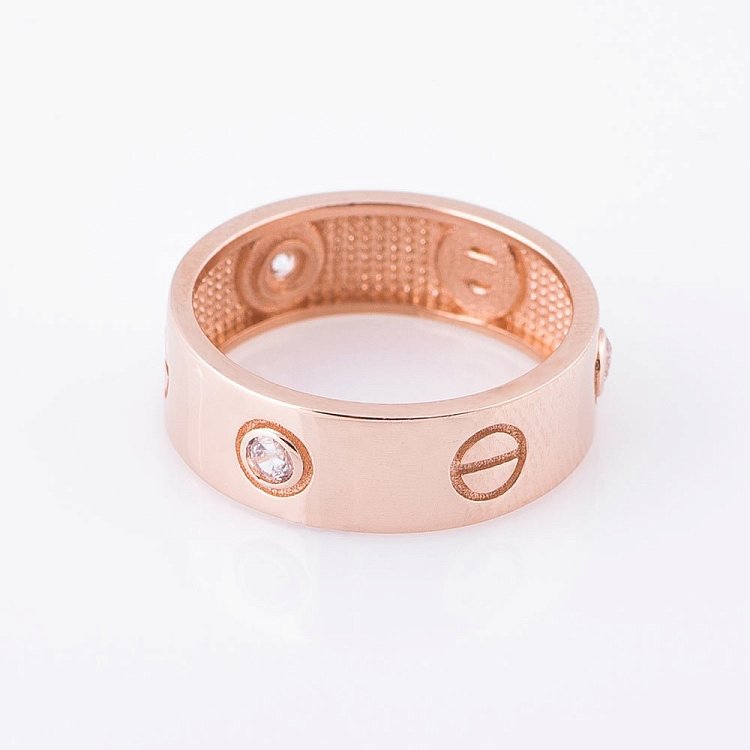 Золота каблучка з фіанітами к05069 від ювелірного магазину Онікс - 1