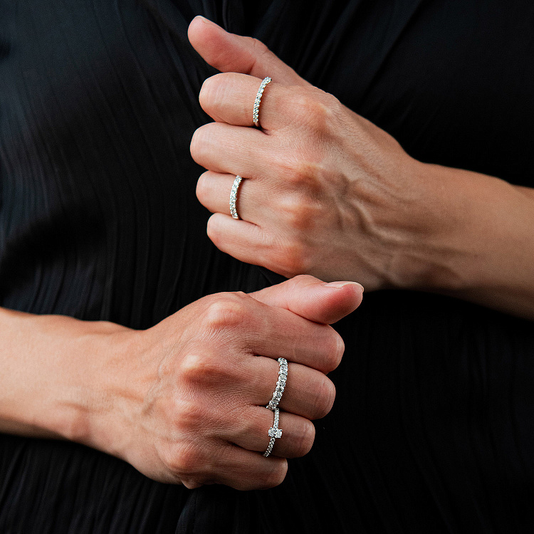 Золота каблучка "Сердечки" з діамантами кб0514cha від ювелірного магазину Онікс - 9