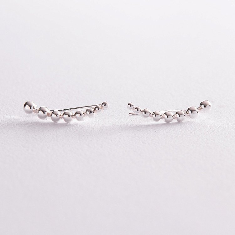 Срібні сережки - клаймбери "Кульки" 123221 від ювелірного магазину Онікс - 3