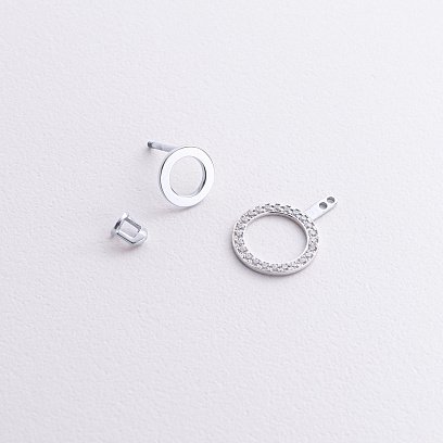 Серьги - джекеты "Sophia" в белом золоте (фианиты) с09094 №6