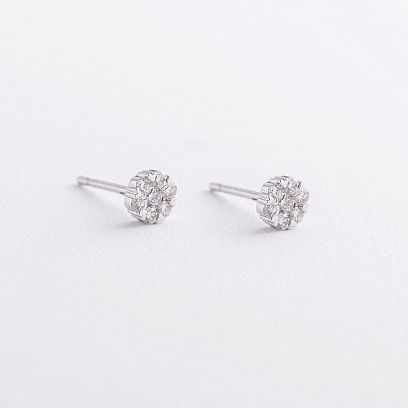 Золотые серьги - пусеты "Цветочки" с бриллиантами сб0669ca