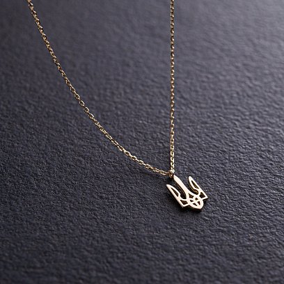 Колье "Герб Украины - Тризуб" в желтом золоте (маленький) кол02322