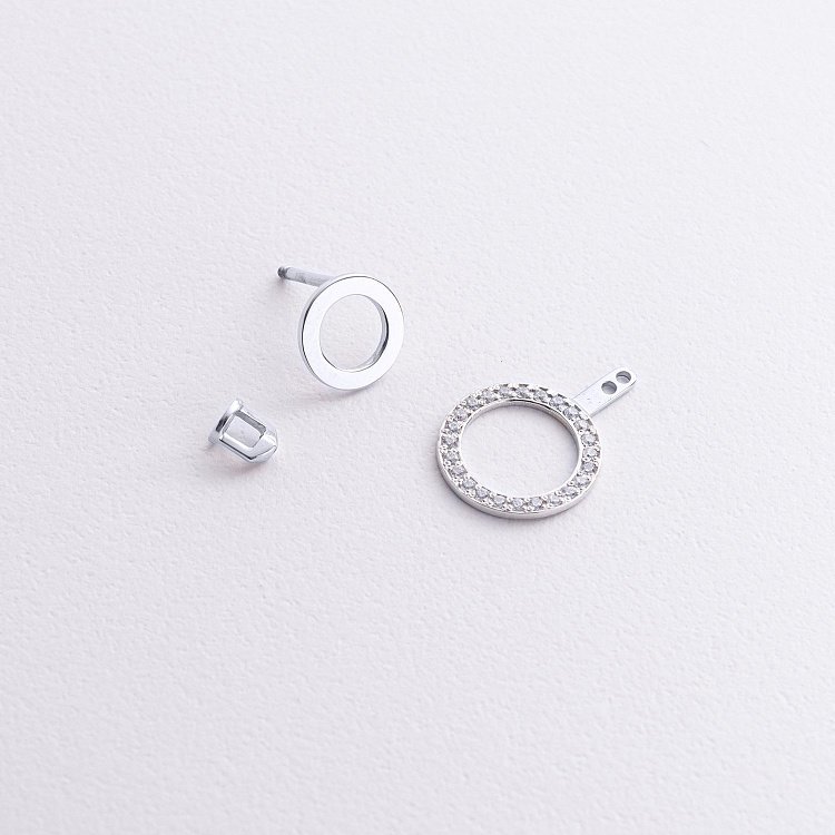 Серьги - джекеты "Sophia" в белом золоте (фианиты) с09094 от ювелирного магазина Оникс - 5