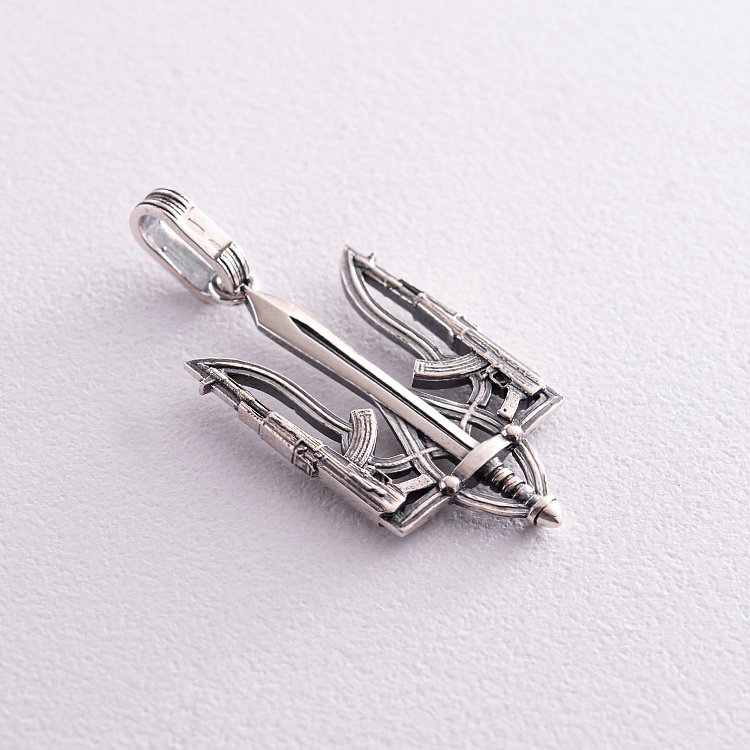 Подвеска "Герб Украины - Тризуб" в серебре 133150 - 2 Подвеска "Герб Украины - Тризуб" в серебре 133150 от ювелирного магазина Оникс - 2