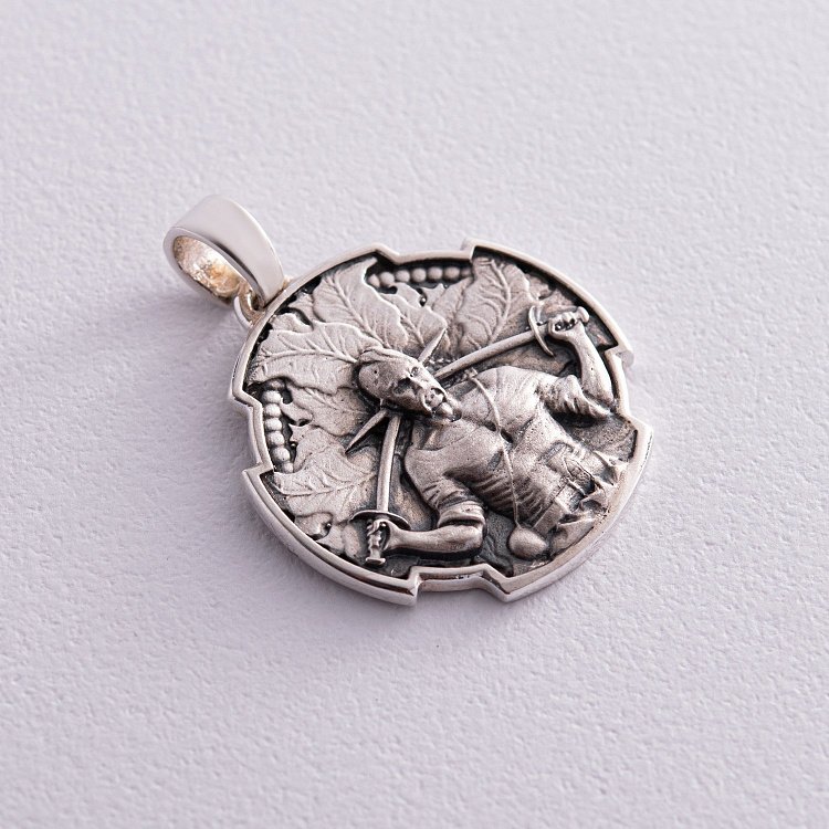 Серебряный кулон "Український козак. Молитва до Пресвятої Богородиці" 133207 от ювелирного магазина Оникс - 8