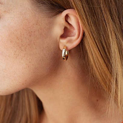 Серьги - кольца в желтом золоте с08652 №6