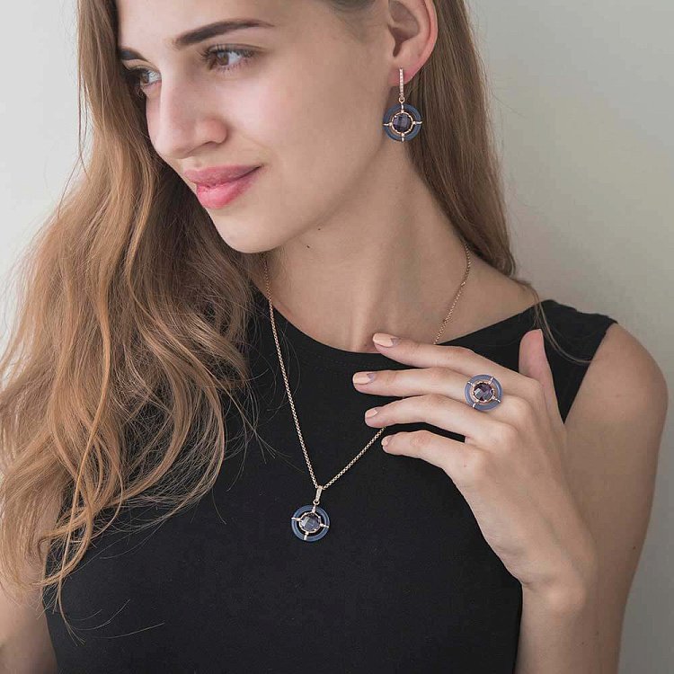 Золота підвіска з агатом і фіанітами 199100 від ювелірного магазину Онікс - 1