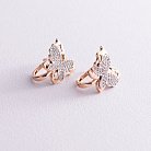 Золоті сережки "Метелики з фіанітами" с04402 от ювелирного магазина Оникс