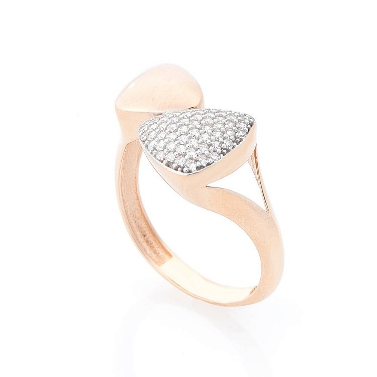 Золота каблучка з фіанітами к05398 від ювелірного магазину Онікс