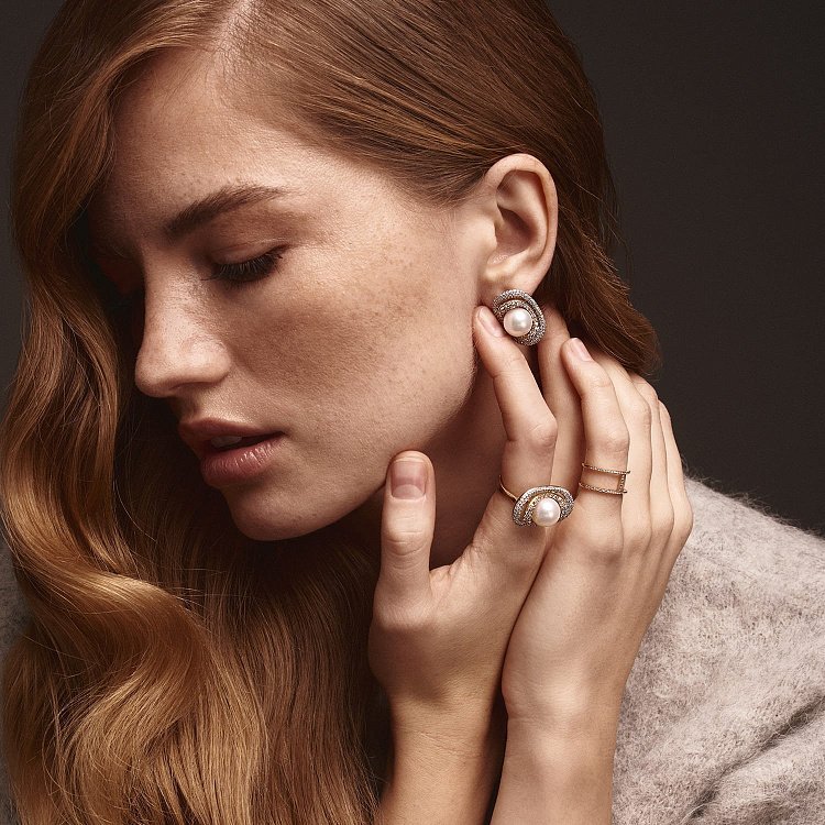 Золота каблучка з діамантами і перлиною к877 від ювелірного магазину Онікс - 7