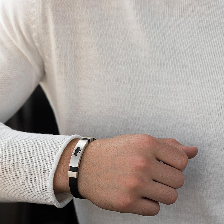 Каучуковий браслет "Карта України" зі срібними вставками 1081 від ювелірного магазину Онікс - 6