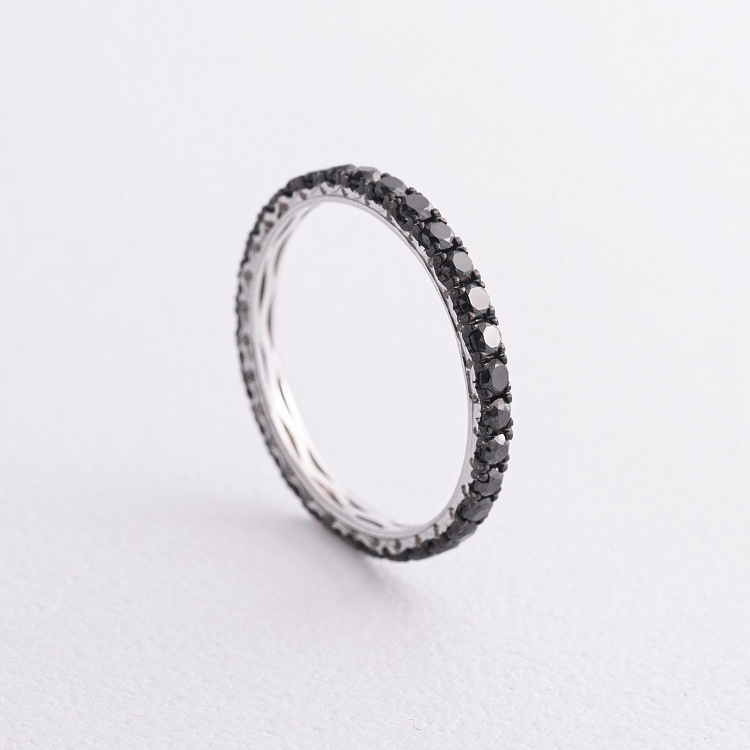 Золотое кольцо с дорожкой черных бриллиантов кб0618gm от ювелирного магазина Оникс