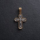 Срібний хрестик з чорнінням і позолотою 132855 от ювелирного магазина Оникс