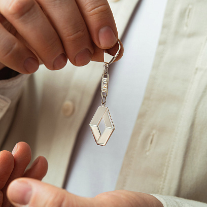 Серебряный брелок для машины "Renault" 9008.1 №3