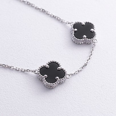 Браслет "Клевера" с ониксом (белое золото) б05439 №3