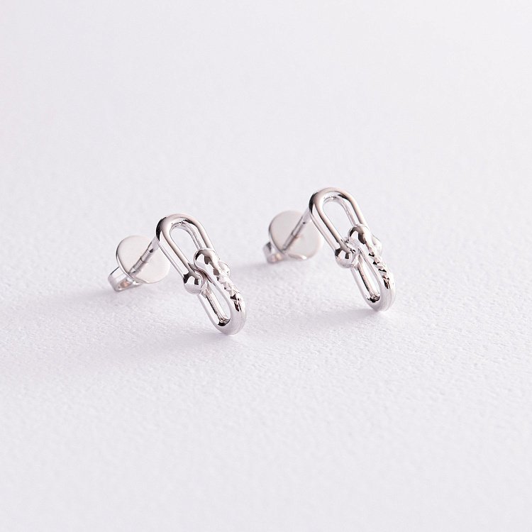 Золотые серьги - пусеты "Фантазия" с07963 от ювелирного магазина Оникс - 2