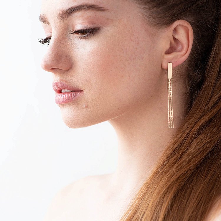 Сережки "Лаконічність" в червоному золоті с06868 від ювелірного магазину Онікс - 1