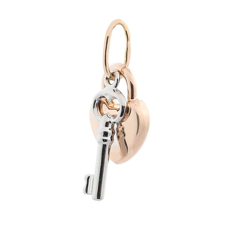 Золотой кулон "Сердечко с ключом" п02919 от ювелирного магазина Оникс - 1