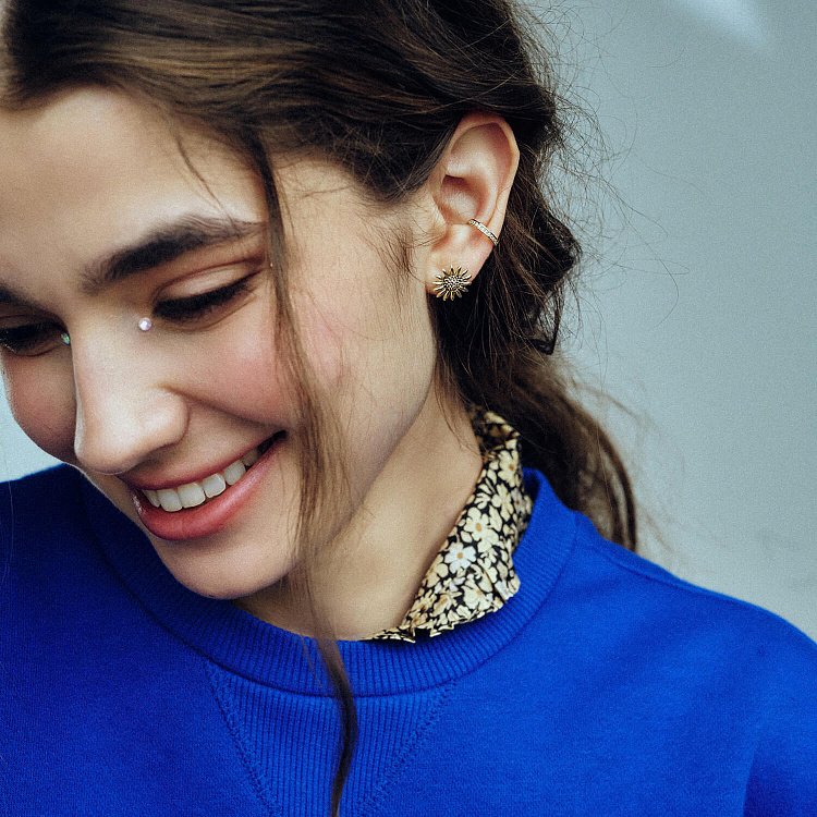 Сережка каффа в жовтому золоті с06359 від ювелірного магазину Онікс - 5