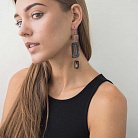 Серьги с лунным камнем, слоновой костью и дымчатым кварцем 254с23 от ювелирного магазина Оникс