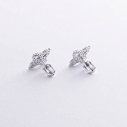 Золоті сережки - пусети "Конюшина" (діаманти) сб0487м №4