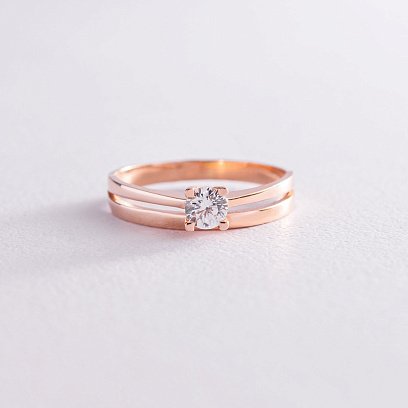 Заручальна золота каблучка з фіанітом к06449 №3