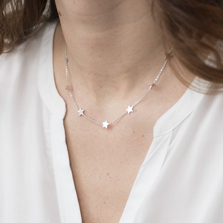 Срібне жіноче кольє "Зірочки" 18610 від ювелірного магазину Онікс