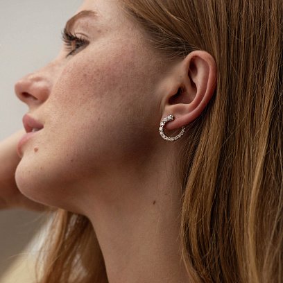 Сережки - пусети "Саманта" з фіанітами (жовте золото) с08447 №4