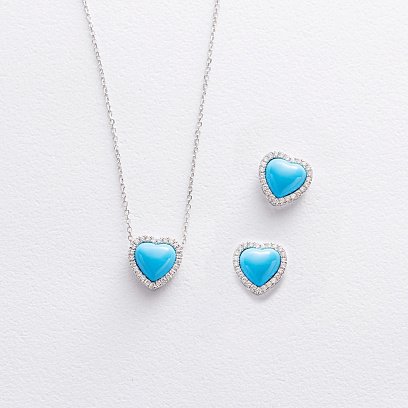 Золотое колье "Сердечко" (бирюза, бриллианты) колб0154sm №3