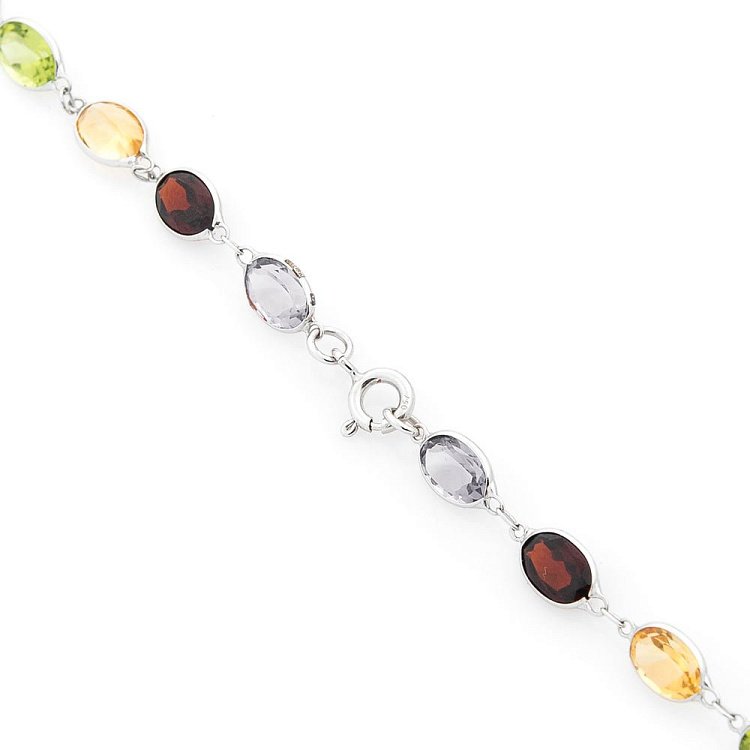 Золотое колье (аметист, цитрин, уваровит, пироп, топаз) колб0024sp от ювелирного магазина Оникс - 1