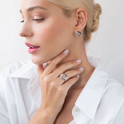 Серебряное кольцо "Сияние" 112593 №5