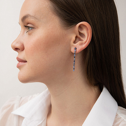 Золоті сережки - пусети (сапфіри) сб0605nl №2