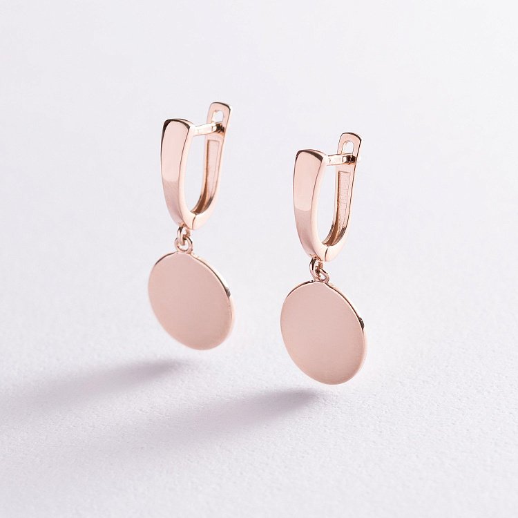 Сережки "Монетки" в червоному золоті с07623 від ювелірного магазину Онікс