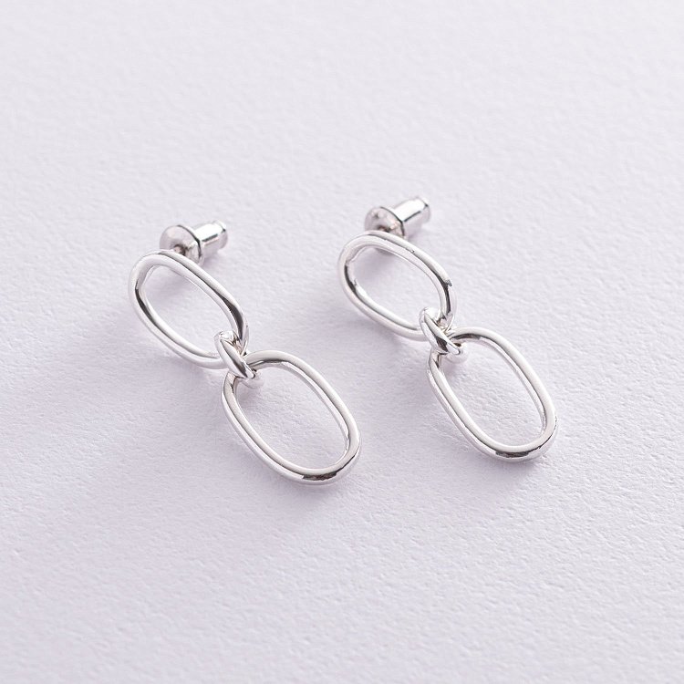 Серебряные серьги - пусеты "Влияние" 122981 от ювелирного магазина Оникс - 1