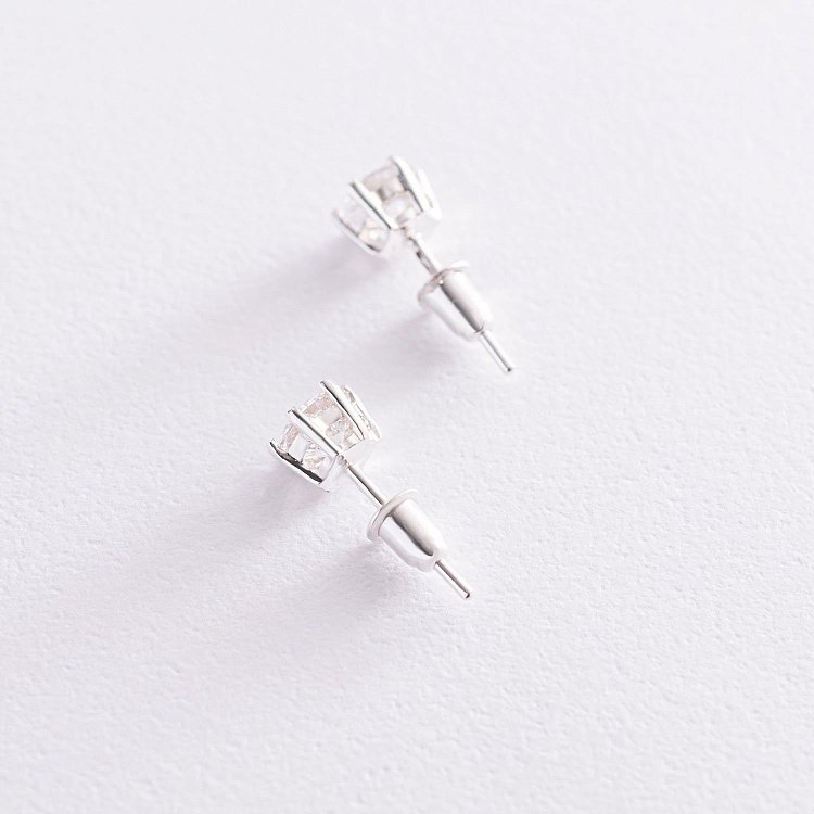 Срібні сережки-пусети з фіанітами 6мм 12737 від ювелірного магазину Онікс - 3