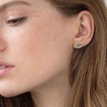 Сережки - пусети "Квіточки" в жовтому золоті с06941 №2