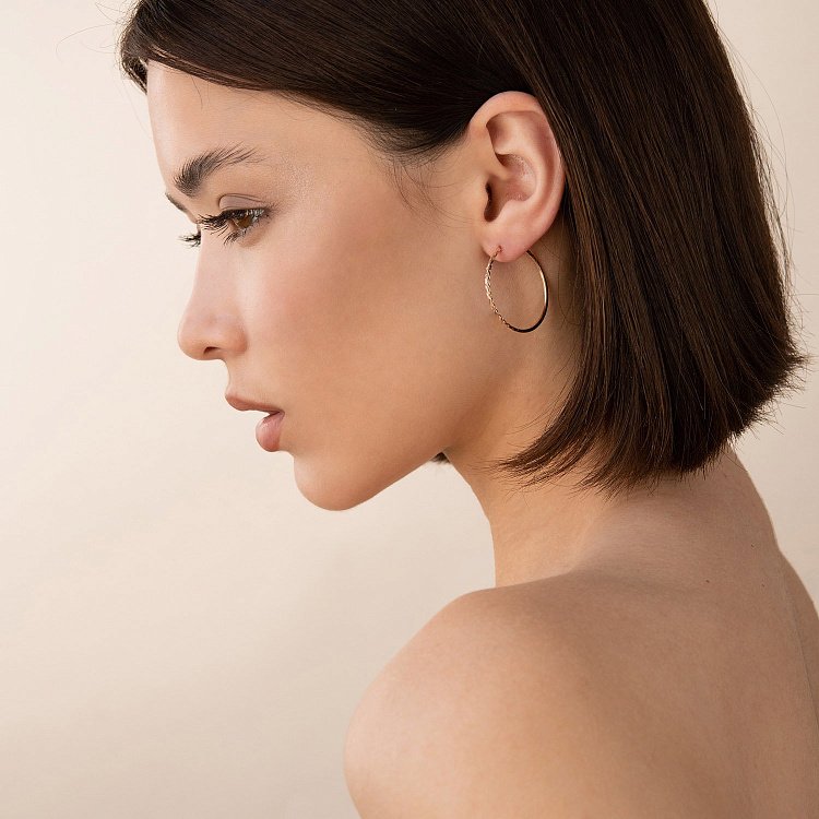 Сережки - кільця в червоному золоті (3.1см) с06772 від ювелірного магазину Онікс - 3