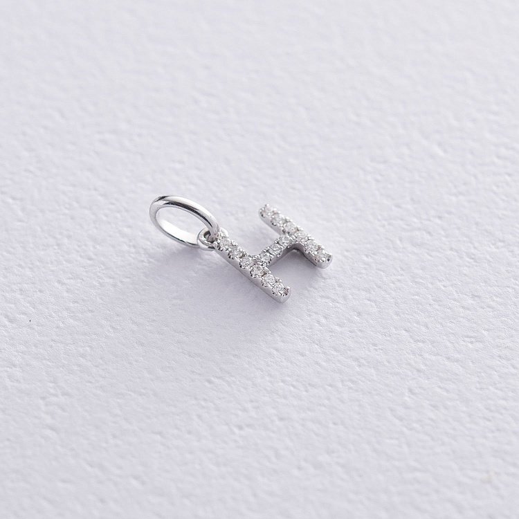 Золотий кулон з буквою Н (діаманти) пб0219gch від ювелірного магазину Онікс