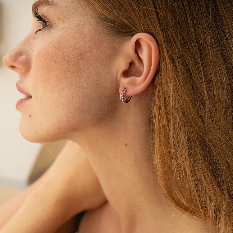 Золоті сережки - кільця "Ланцюжки" с08467 від ювелірного магазину Онікс - 2