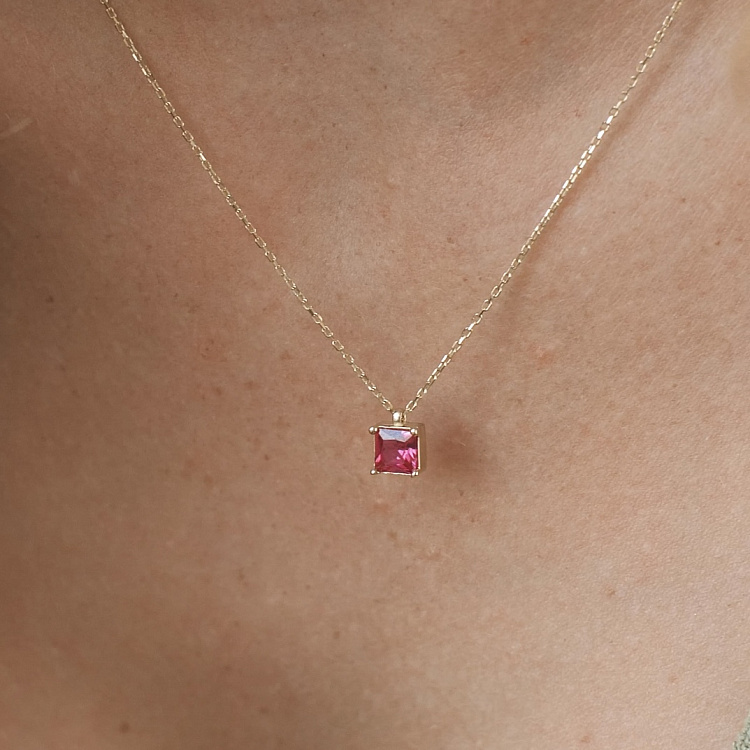 Золоте кольє "Альма" (рожевий фіаніт) кол02367 від ювелірного магазину Онікс - 6