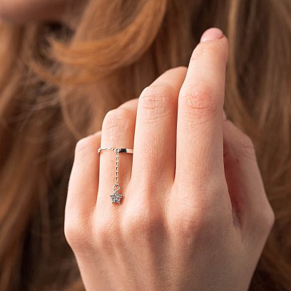 Золотое кольцо с подвеской "Звездочка" (фианиты) к06999 №2