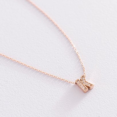 Золоте кольє з літерою "К" (фіаніти) кол01255К