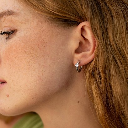 Серебряные серьги - кольца с фианитами OR111310 №2